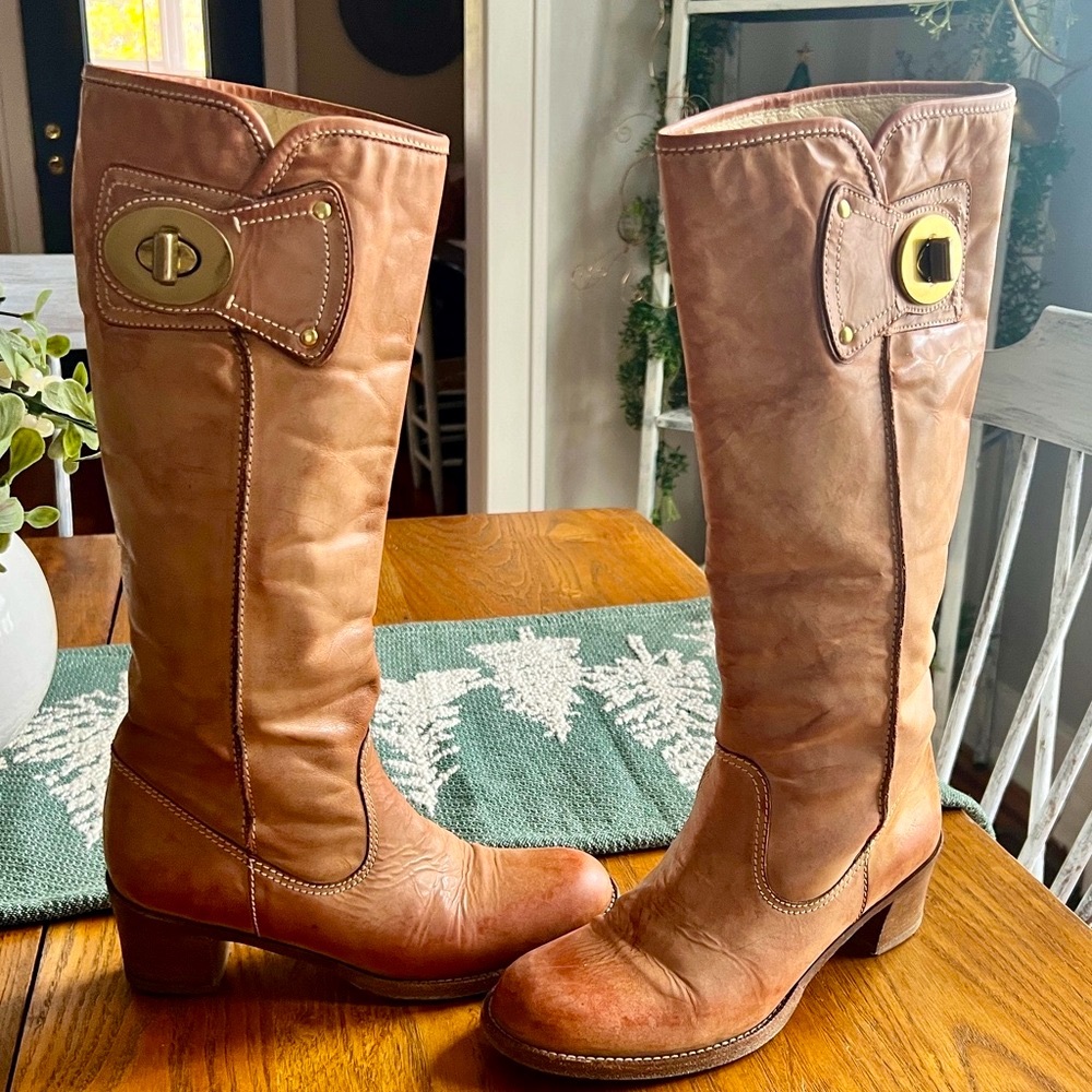 Vintage Coach Sara Brown Leather Knee High Riding Boots